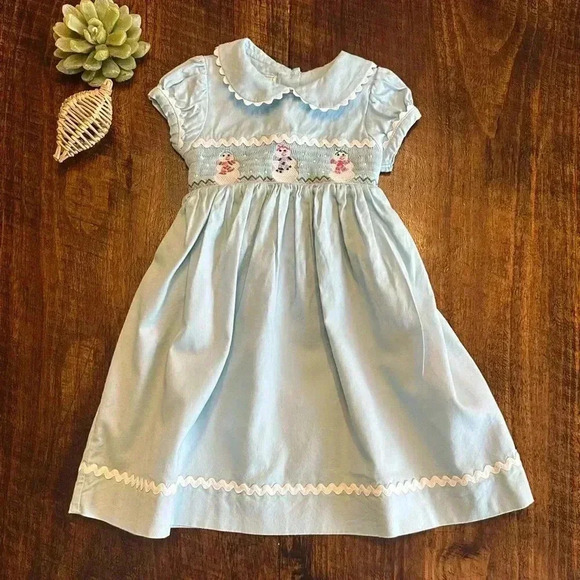 Marmellata | Short Sleeve Winter Smocked Snowman Dress - Picture 1 of 6